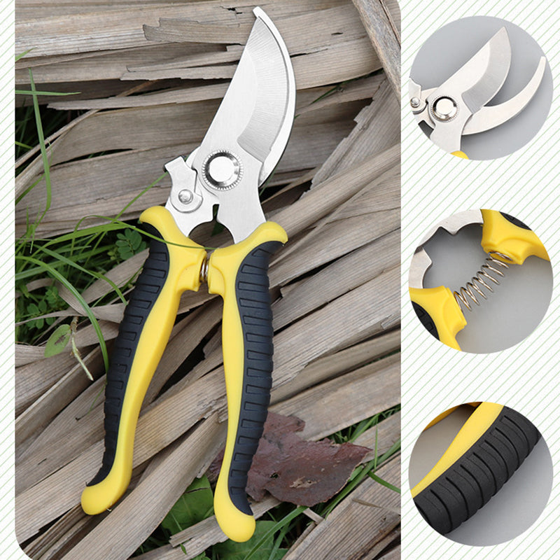 Elbow Garden Pruning Shears | 65 Manganese Steel | PP+TPR Handle | 55mm Opening | 20mm Trimming Diameter | Bypass Design | Lightweight 154g | Black Yellow & Grey Red