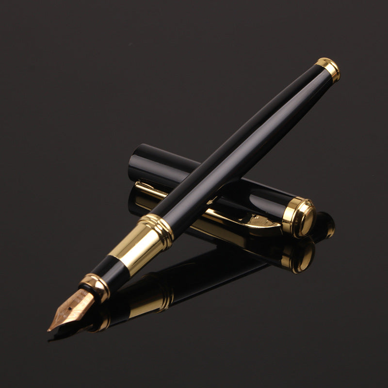 0.5mm Metal Fountain Pen | Replaceable Ink | Yijin Nib | Business, Office & Student Writing | Black & Red | Single & Set