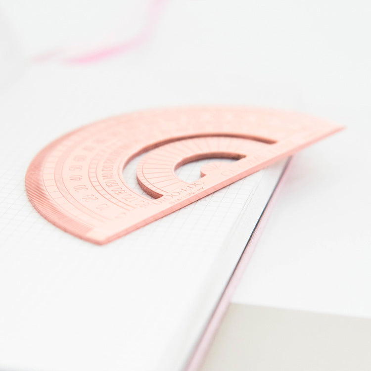 Stainless Steel Ruler Set | 15cm Ruler, Protractor & Square | Rose Gold & Yellow | School & Office