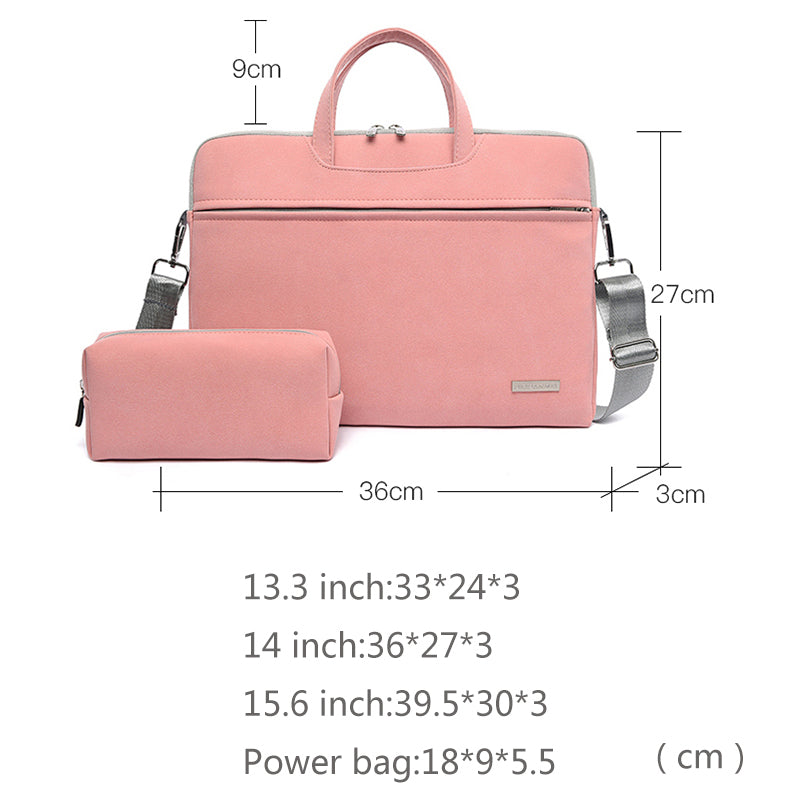 PU Leather Laptop Bag & Shoulder Briefcase | Waterproof | Removable Strap | 13.3”, 14” & 15.6” | Business & Travel | Black, Dark Grey, Grey & Pink