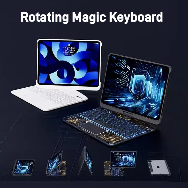 360° Rotating iPad Keyboard Case with Trackpad | Bluetooth | Scissor-Switch | Pen Slot | 5 Colors