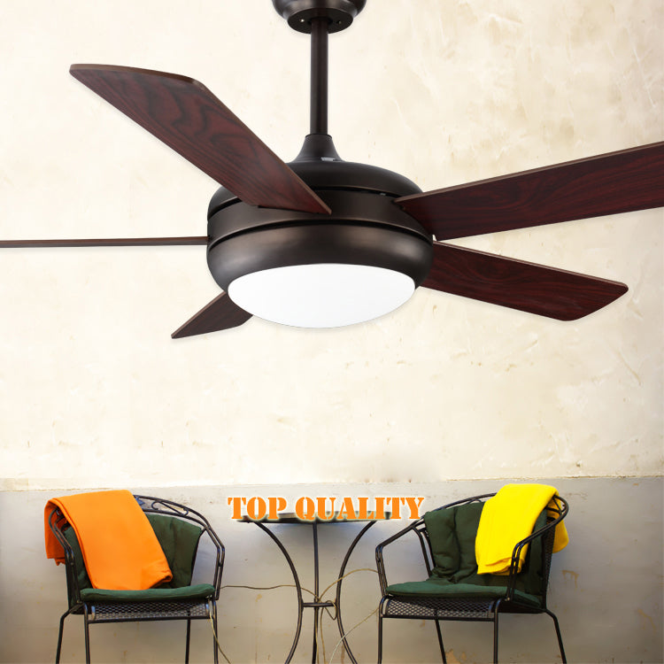 Light Luxury Wood Blade Ceiling Fan with Glass Shade | 46" & 52", Black & Silver, Remote & Dual Control, 220V