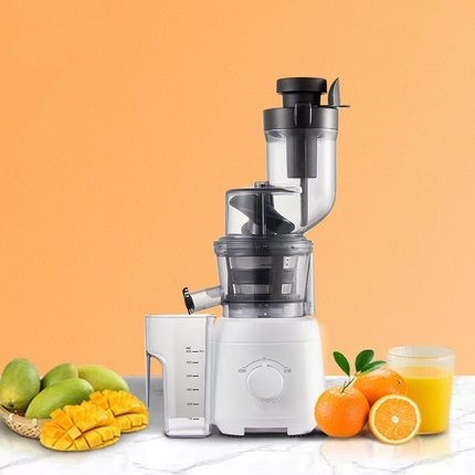 Wide-Mouth Slow Juicer with Multi-Function Separator | 90mm Feed, 600ml, Mechanical Knob, US Plug, Grey