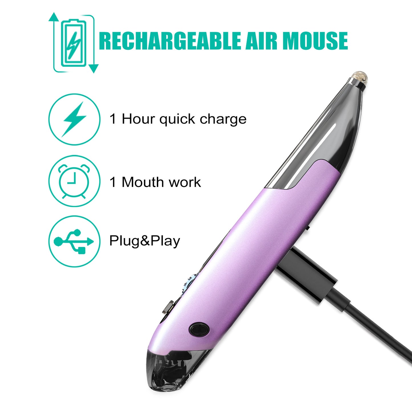 2.4GHz Wireless Pen Mouse | 1600DPI, 4-Button, Ergonomic Pen Grip, NANO Receiver | Pink, Silver & Yellow