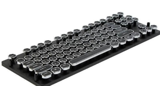 Steampunk Punk Keycap Set | ABS Electroplated, Laser-Engraved | Mechanical Keyboard Replacement Keycaps | Black, White, Blue & Pink