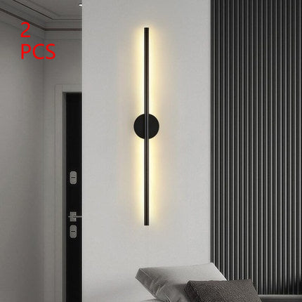 LED Long Strip Wall & Ceiling Bar Light | 30,000hr | 220V | Remote Control | Warm & White Light | 60cm & 80cm | Black & Gold | 10–15m² Coverage