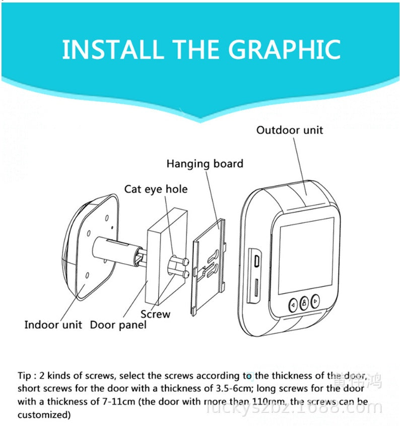 Smart Doorbell Peephole Camera | 2.4" Display | Wireless | Video & Photo | Night Vision | Home Security