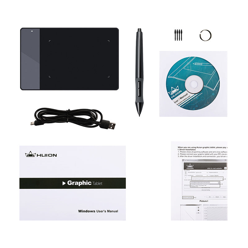 HUION 420 Graphics Drawing Tablet | 4000 LPI | 2048 Pressure Levels | USB | 4×2.23" Work Area | Black