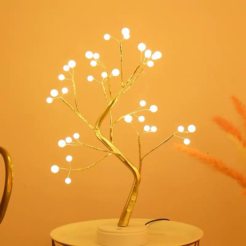 Nordic LED Copper Wire Fairy Light | Battery & USB | Rice Grain & Globe Bulbs | Gold & Silver Tree | Warm Tones | Bedroom, Living Room, Wedding & Hotel Decor