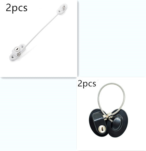 Child Safety Window & Cabinet Chain Lock | Flexible Cable | Adhesive Mount | Black & White | 1–8pcs