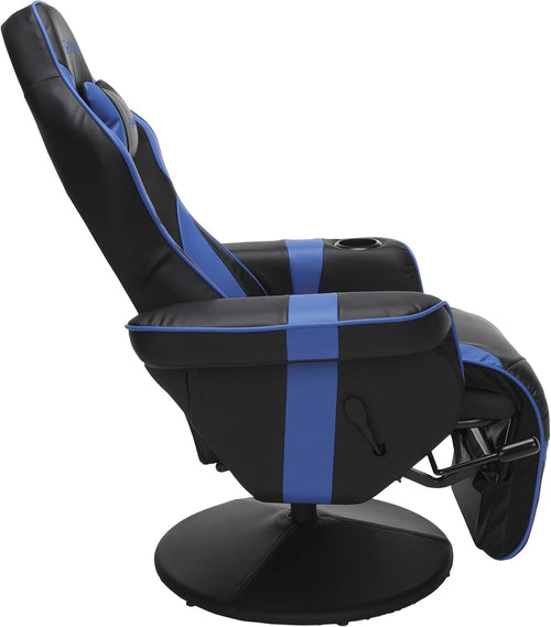 Gaming Recliner Chair with Cupholder, Footrest & Swivel Base – Blue