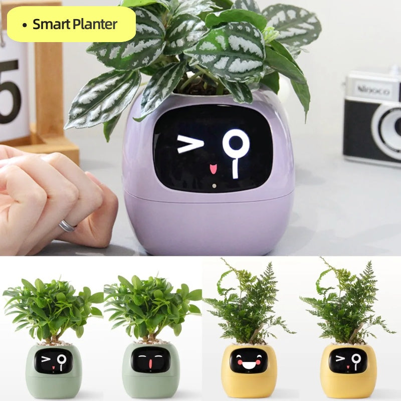 Smart AI Electronic Plant Pot – 7 Sensors, 49+ Expressions & Intelligent Water Monitor
