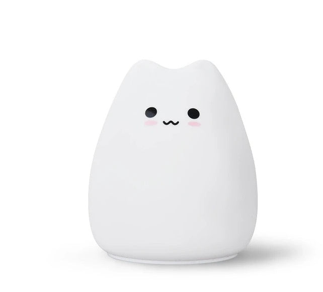 Cat-Shaped Silicone LED Night Light | Touch Sensor | 7-Colour Changing | 15hr Battery | USB & Battery | Kids, Bedroom & Gifting