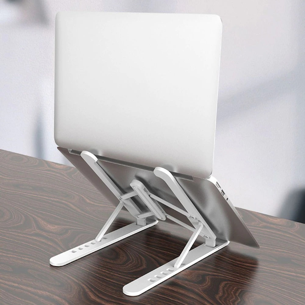 Foldable Laptop Stand | 6-Height Adjustment | Hollow Cooling | ABS | 11–17" | Black & White