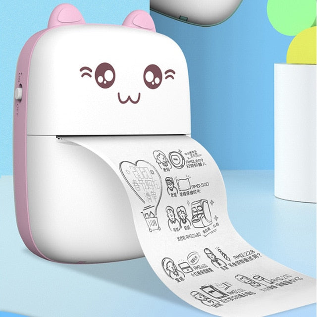 A6 Mini Bluetooth Thermal Printer | 200DPI | 1200mAh | 10mm/s | iOS & Android | Inkless | 11×8×3.5cm | 160g | Green & Pink | Printer & Paper Bundles