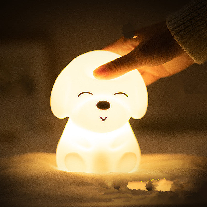 Puppy Silicone LED Night Light | Battery Powered | 30,000hr LED | ≤36V | White | Bedroom, Nursery & Kids Room | Cute Animal Night Lamp | Home, Hotel & Office Decor