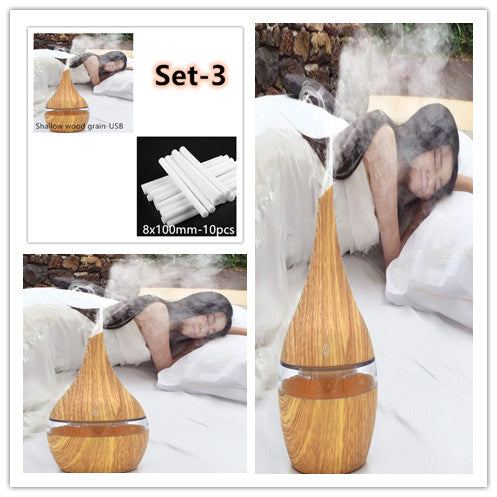 Ultrasonic LED Essential Oil Diffuser & Humidifier | Wood Grain | <1L | USB | ABS+PP | Single & Bundle Sets