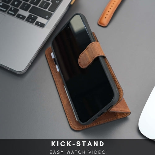 Leather MagSafe Wallet Case for iPhone 16 Pro – Full-Grain with RFID Blocking