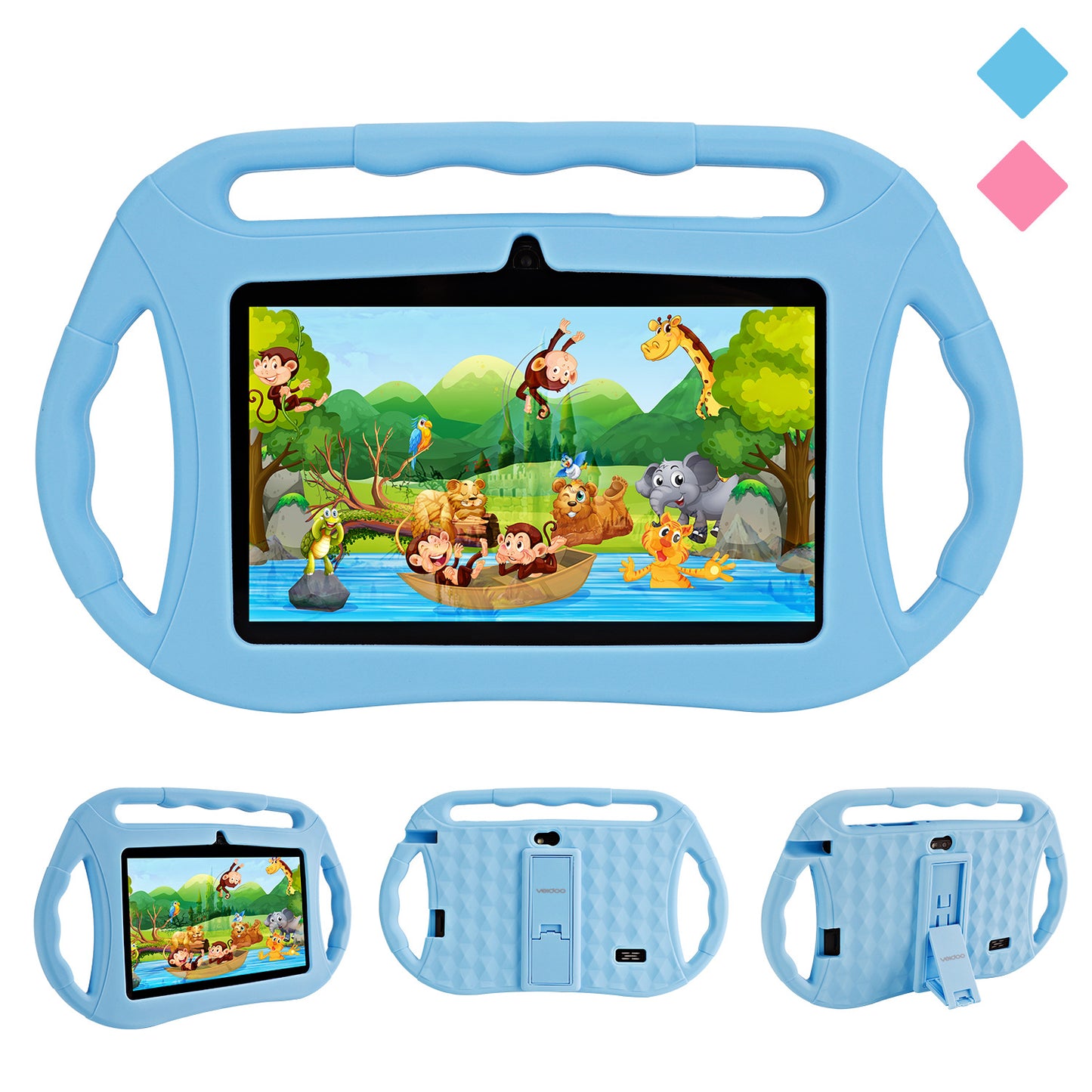 7" Android 10 Kids Tablet | Quad-Core 1.5GHz | 16GB | Dual Camera | WiFi | Single or Triple Handle | Red & Blue