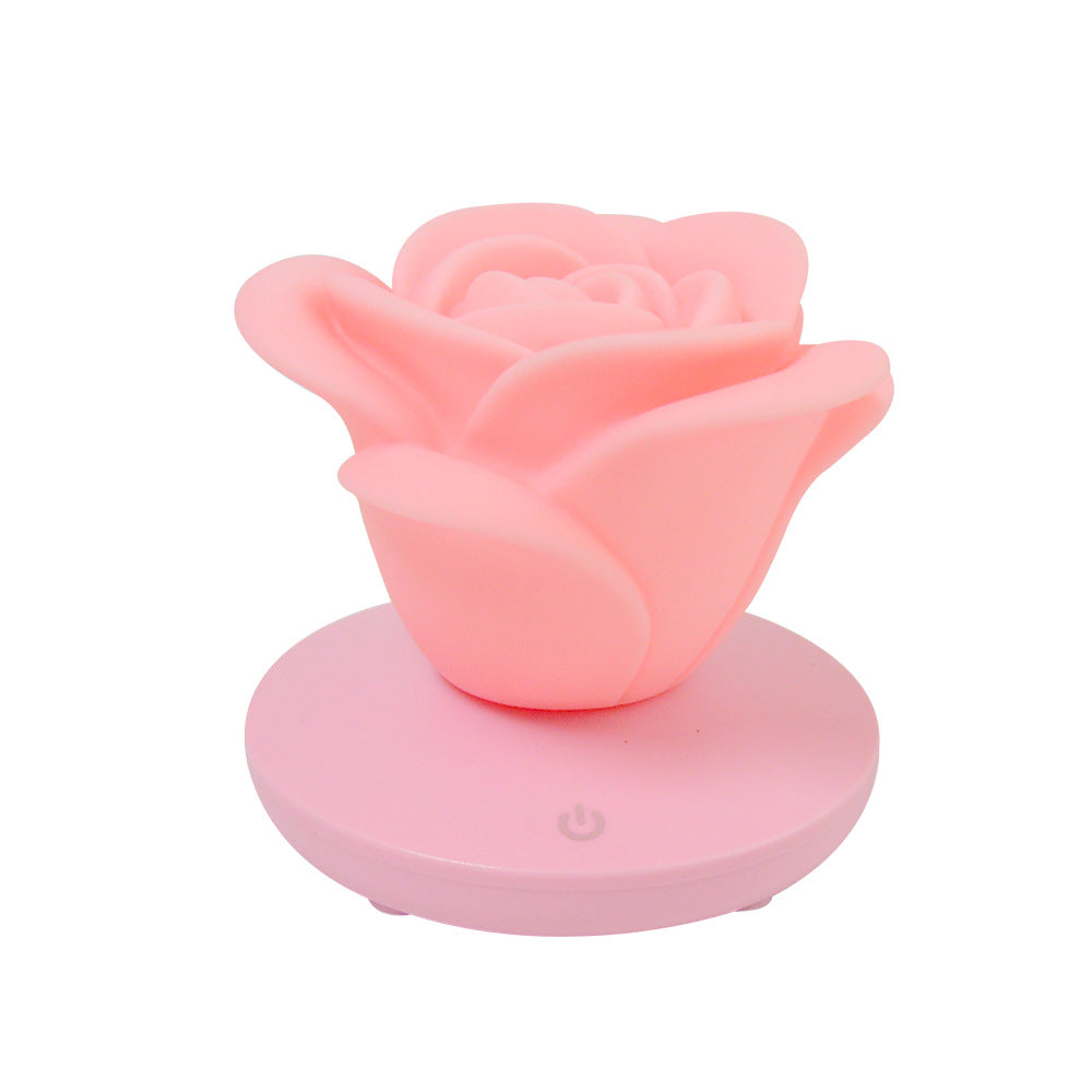 Mini Rose Night Light | 8 LED | 3-Speed Touch Dimming | 1200mAh USB Rechargeable | Soft PVC Petals | 10×10×9.6cm | 8hr Battery | Blue, Pink, Purple & White