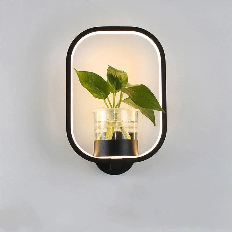 Iron Decorative Wall Lamp with Planter Basket | 18W LED | Round & Square | Natural Light & Tricolor | Black & White | Living Room & Bedroom