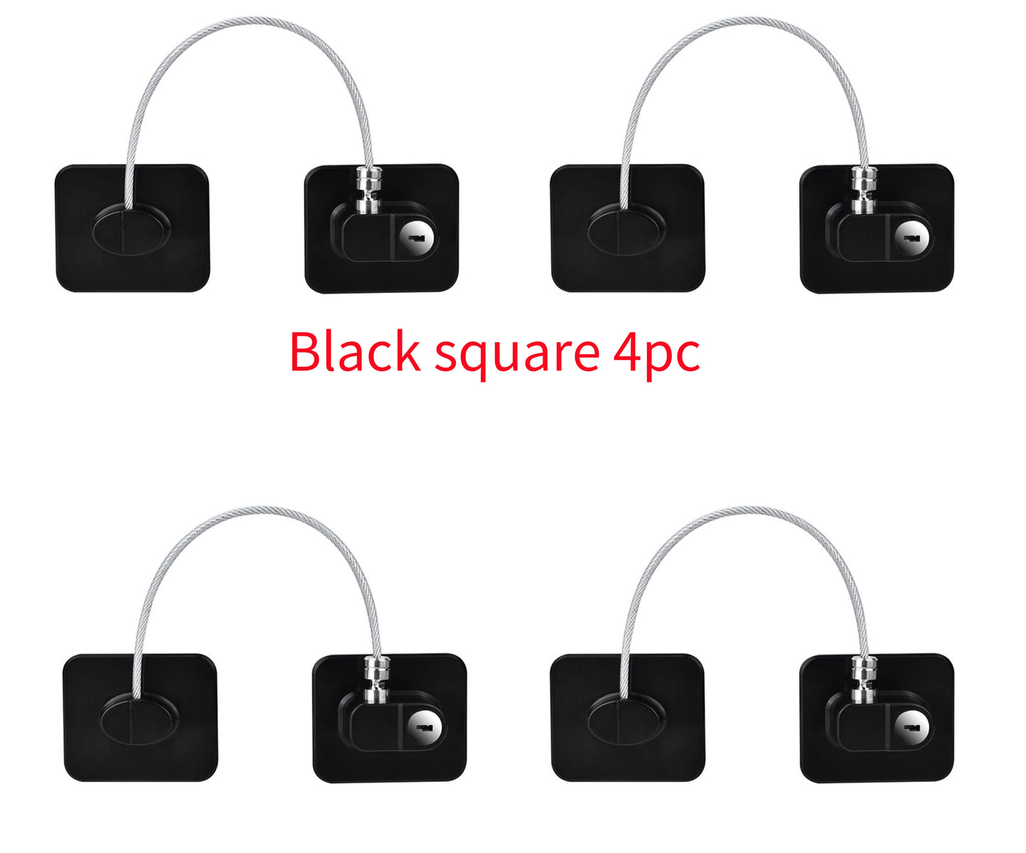 Child Safety Window & Cabinet Chain Lock | Flexible Cable | Adhesive Mount | Black & White | 1–8pcs