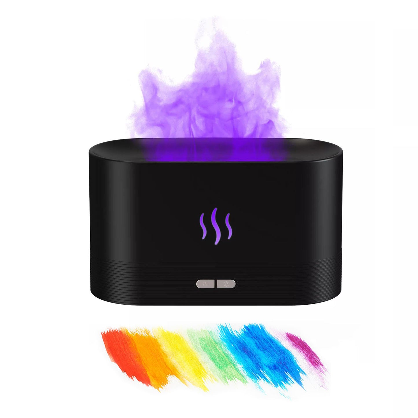 RGB Flame Ultrasonic Aromatherapy Humidifier & Essential Oil Diffuser | 7 Colours | 180ml | 9–12hr | USB | Black & White