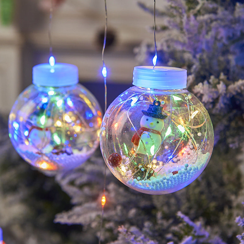 10-Piece LED Christmas Wishing Ball String Lights | PVC | Snowman, Santa & Christmas Tree | Window & Room Decoration | Fairy Curtain Light