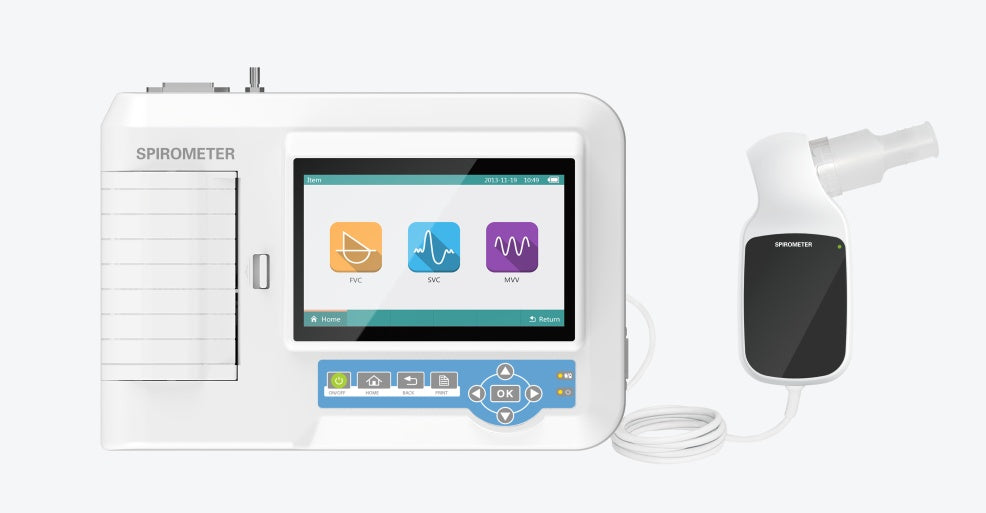SP100 Portable Spirometer – Lung Function Testing, 7" Touch Screen & Built-in Thermal Printer