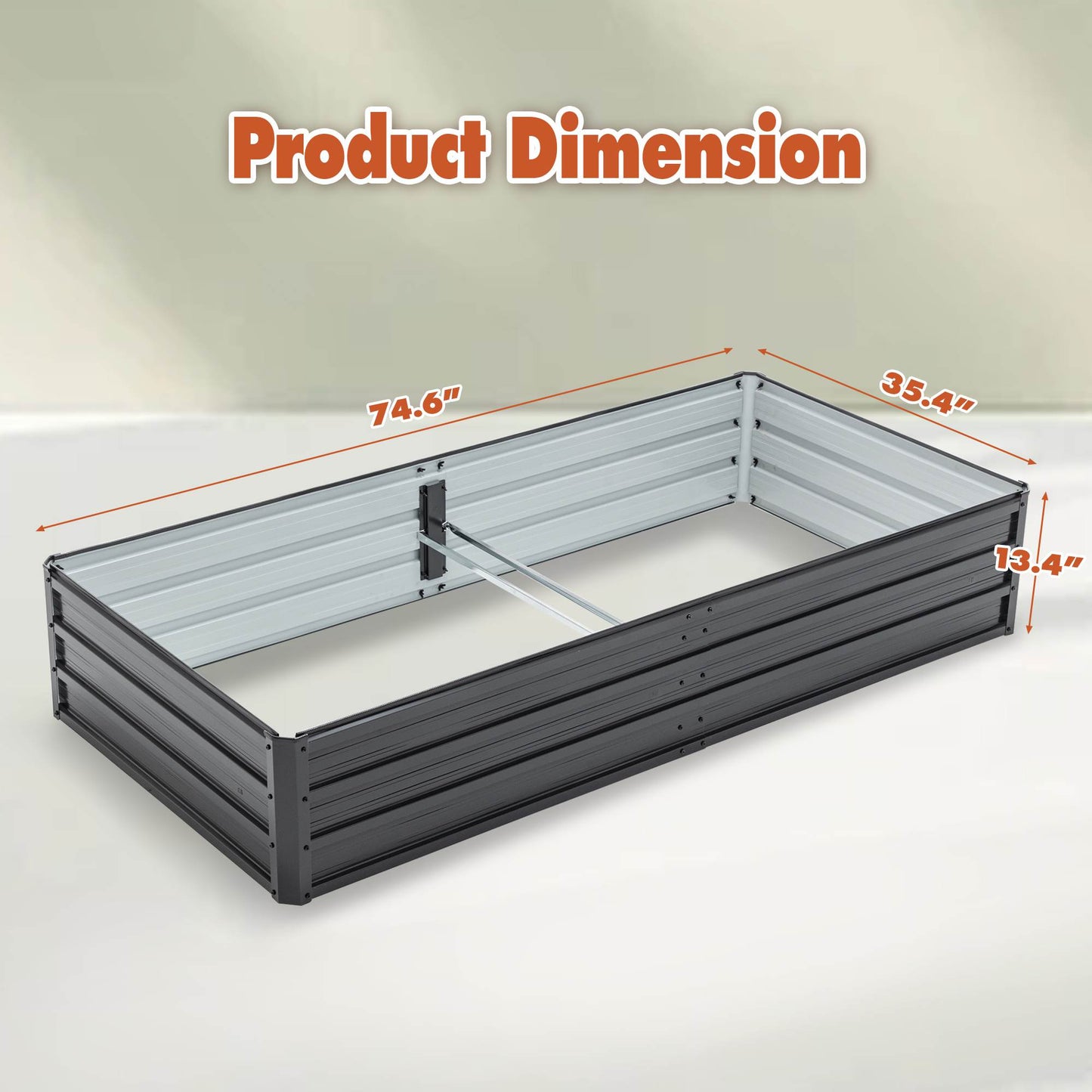 8×4×1 FT Galvanized Raised Garden Bed Kit | Bottomless, Corner Pads, Polished Edges, Vegetables & Herbs, Black