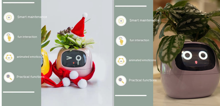 Smart AI Electronic Plant Pot – 7 Sensors, 49+ Expressions & Intelligent Water Monitor