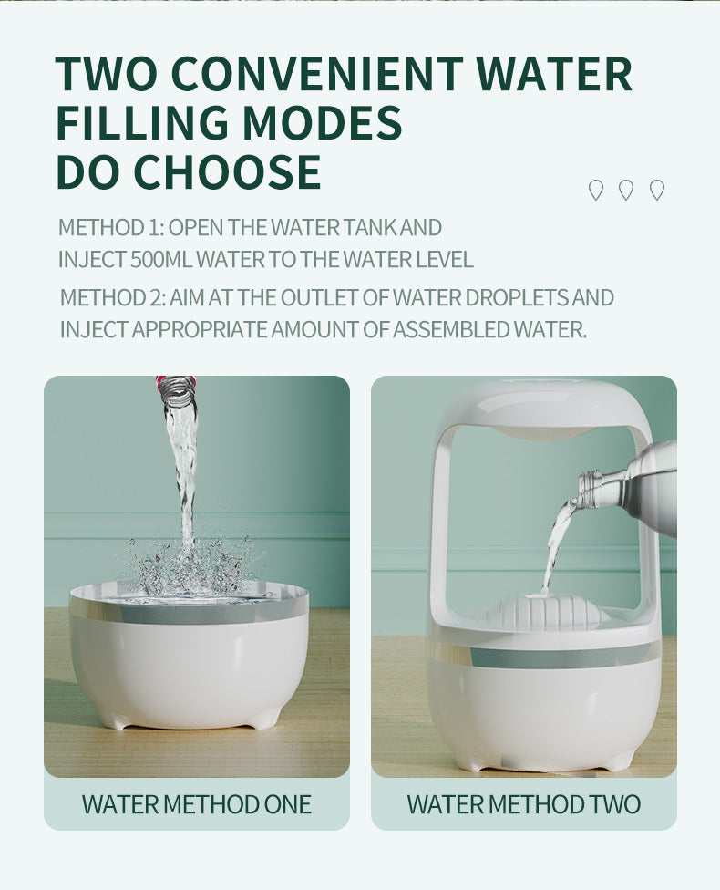 Anti-Gravity Water Drop Humidifier | 500ml | 50–80ml/h | Type-C USB | CE RoHS FCC | Black & White