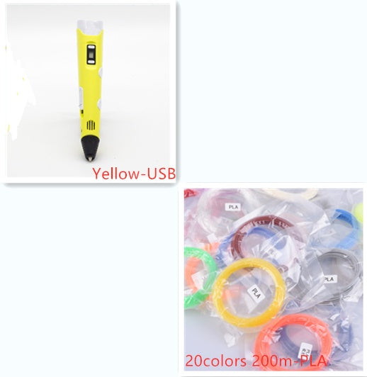 3D Printing Pen with PLA Filament | Adjustable Temp & Speed | LED Indicator | 185×45×10mm | Blue, Pink, Purple, Yellow & Camouflage | US/UK/EU/AU/USB | Pen & Filament Bundles