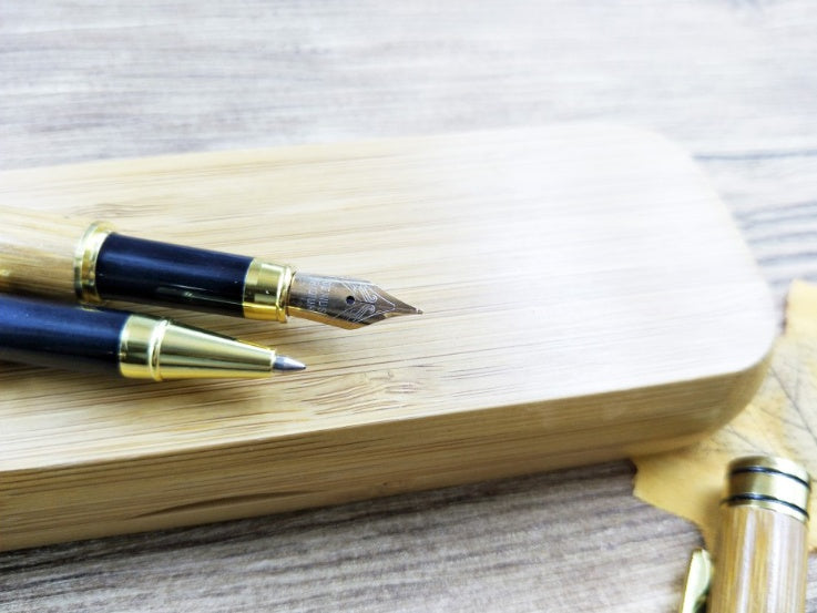 Personalised Engraved Bamboo Fountain Pen | Piston Ink | 0.58mm Nib | Bamboo Gift Box | Custom Name Engraving