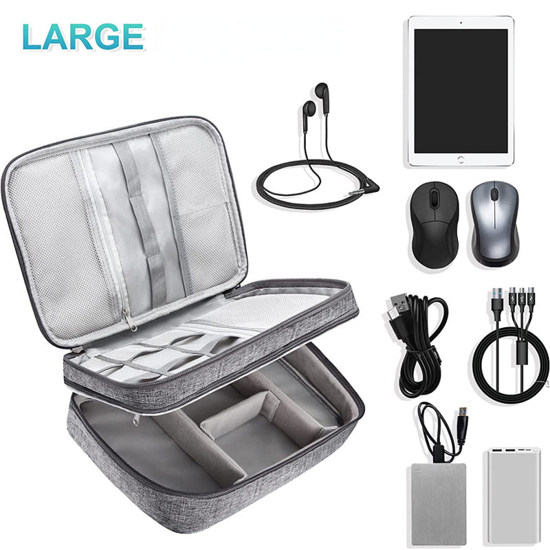 Double Layer Electronics Organizer Bag – Waterproof Travel Cable Case