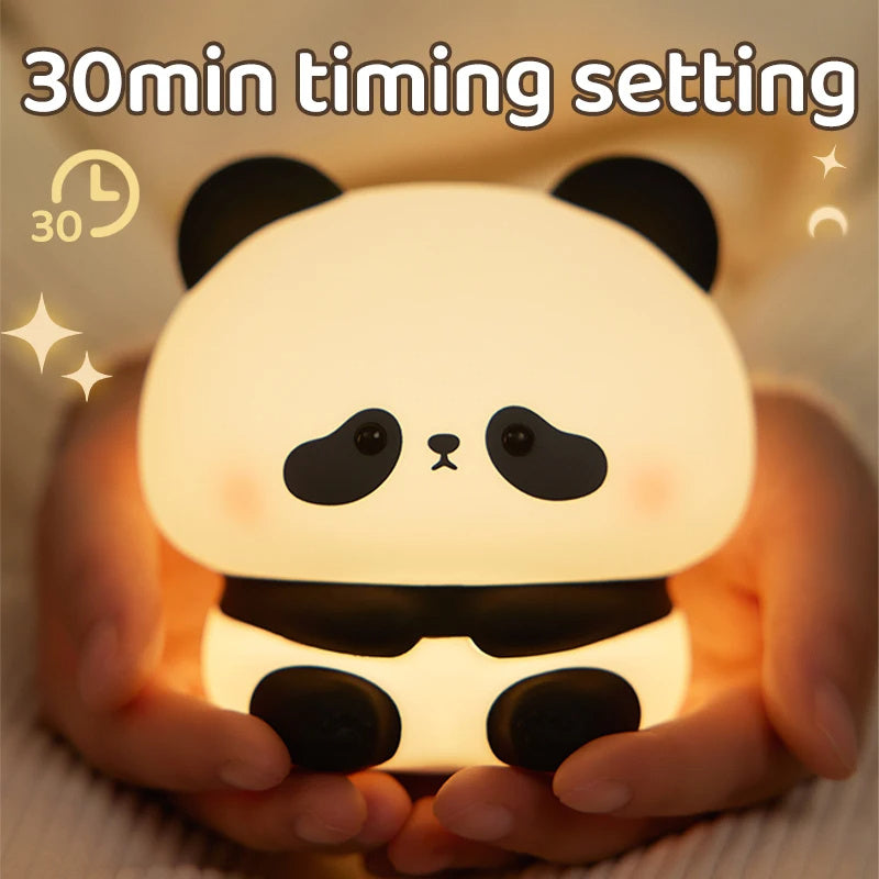 Panda Silicone LED Rechargeable Touch Night Light | 2W | 1200mAh | 6hr Battery | 3-Speed Brightness | USB Charging | 109×99.5×105mm | Colour-Changing | Bedroom, Kids & Gift