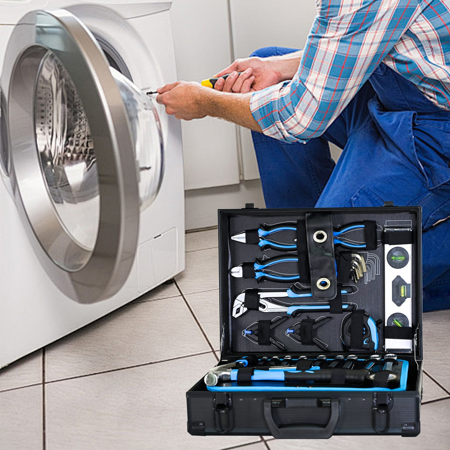 247-Piece Home & General Maintenance Tool Set | Carbon Steel, Aluminum Suitcase, Sockets, Bits & More