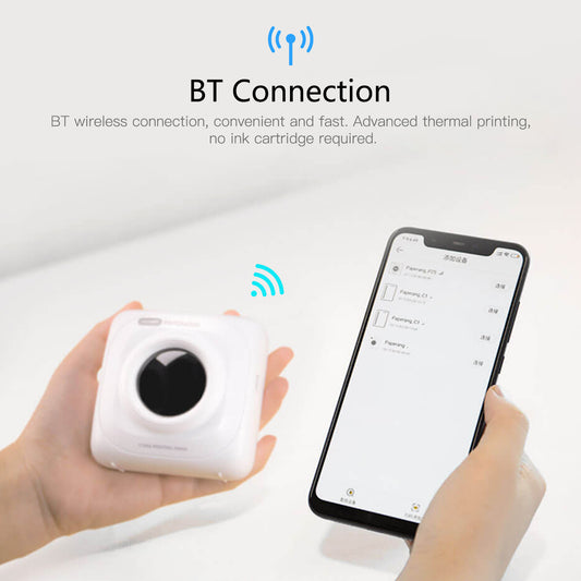 Pocket Bluetooth Thermal Label Printer | Portable Sticker & Label Maker | Home & Office | White