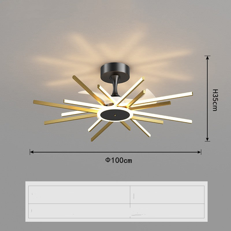 Nordic Light Luxury Iron LED Ceiling Fan Lamp | 3 Sizes 63-100cm, Black & Black Gold, Living Room & Bedroom