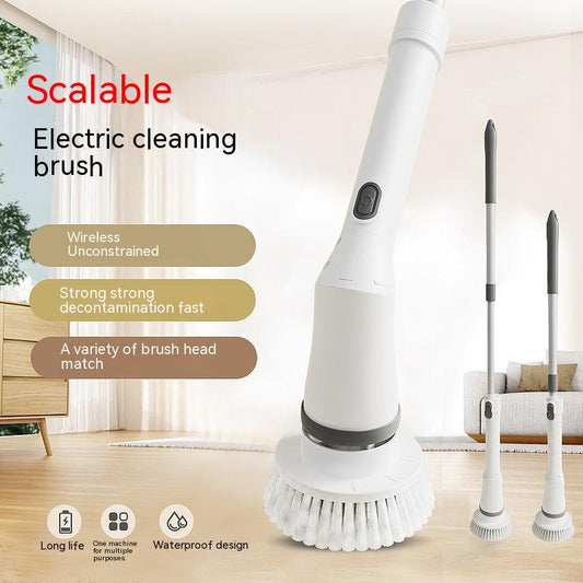 Multifunctional Electric Cleaning Brush | Type-C Rechargeable | Telescopic Long Handle | Elbow Design | Wall, Tile & Bathroom Scrubber | White