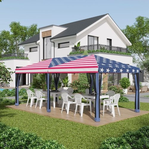 Outsunny 10'×20' Pop-Up Canopy Tent with Mesh Netting | 200 sq.ft, UV-Blocking, Steel Frame, Carry Bag, Blue