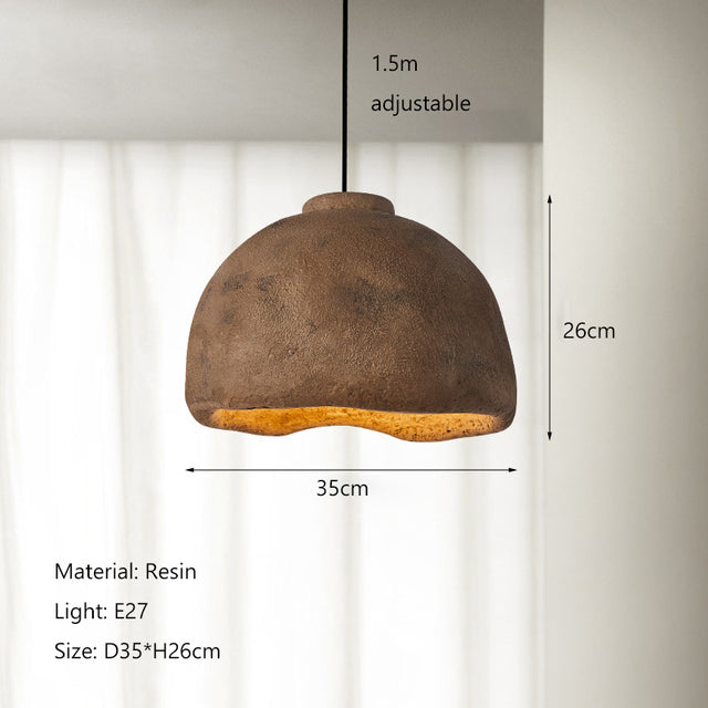 Japanese Wabi-Sabi Coarse Pottery Resin Fish LED Chandelier | 35 & 45cm, Warm Light, 2m Adjustable, 220V