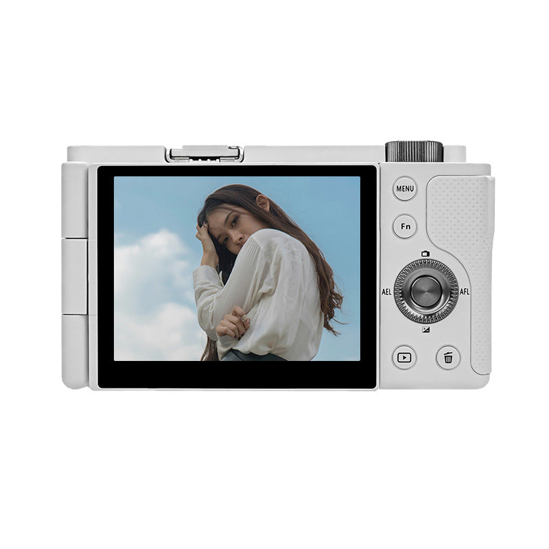 Portable Digital Mirrorless Camera | Touch Screen, Ultra Wide-Angle, Vlog & Travel (Black/White)