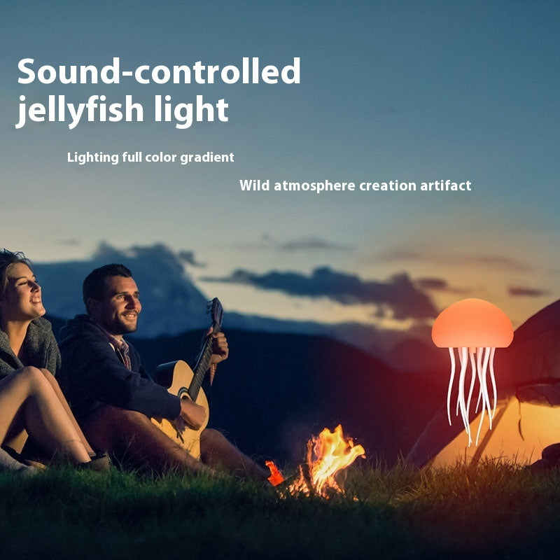 Voice-Control Jellyfish Mood Lamp | 17 RGB | 12 LED | 1000mAh | Type-C | 85×166mm | 9 Tentacles | Touch & Voice | Hanging & Base | Bedroom, Desk & Kids Night Light