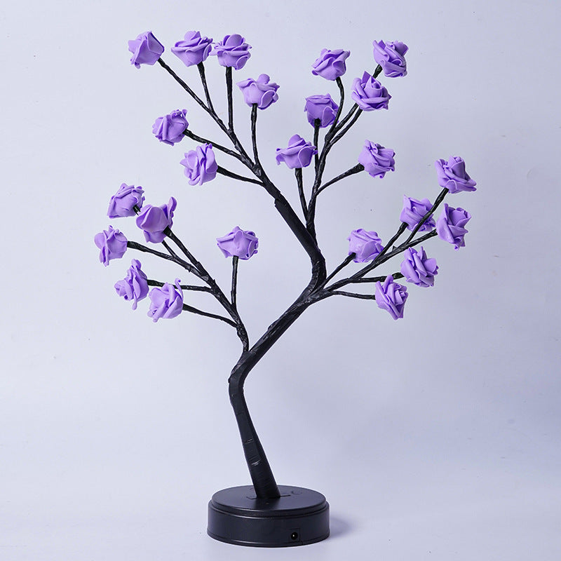 3D LED Rose Flower Tree Table Lamp | USB | 5V | 380×120×450mm | IP42 | 50,000hr | Bendable Branches | 10 Colours | Bedroom, Wedding & Valentine’s Gift
