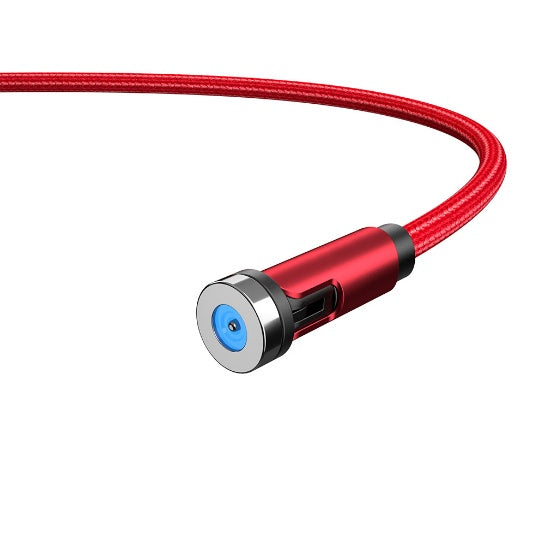Essager 540° Rotating Magnetic Charging Cable | 5V/2.4A Fast Charge | LED Indicator | Nylon Braided | USB-C, Lightning & Micro USB | 1m & 2m | Black, Purple & Red