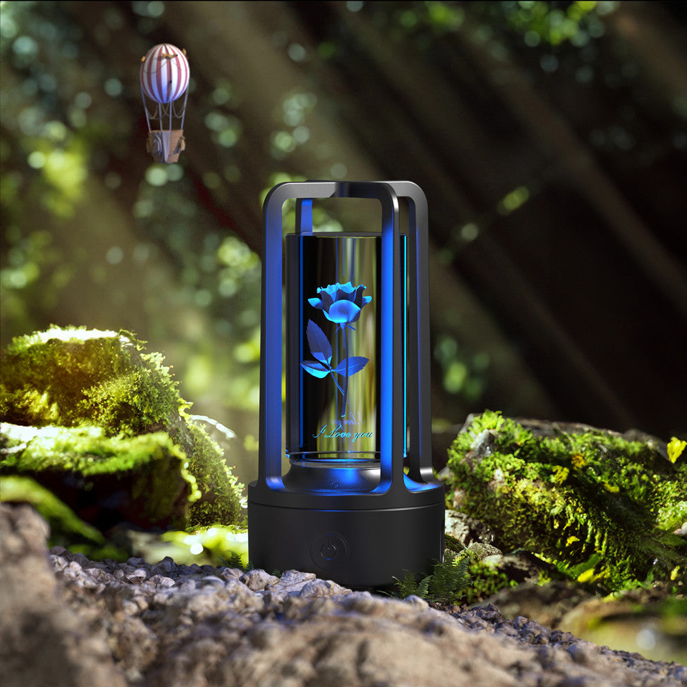 2-in-1 Bluetooth Speaker & LED Night Lamp | Acrylic & Crystal | Touch Sensor | 2,500mAh | 5W | Wireless Charging | 13 Motifs | Black & White | Valentine's Day Gift | Home & Party Decor