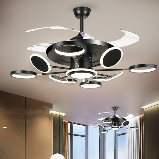 Nordic Magic Bean LED Ceiling Fan with Light | Tricolor Dimming, 42" & 48", 6 Styles, Remote Control, 220V