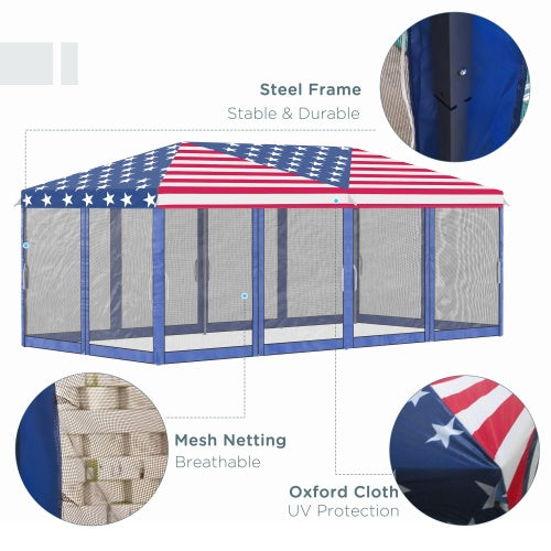Outsunny 10'×20' Pop-Up Canopy Tent with Mesh Netting | 200 sq.ft, UV-Blocking, Steel Frame, Carry Bag, Blue