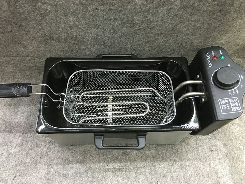 3L Electric Deep Fryer | 2000W | Teflon Non-Stick Basket | EU Plug | Silver | Household Kitchen Fryer